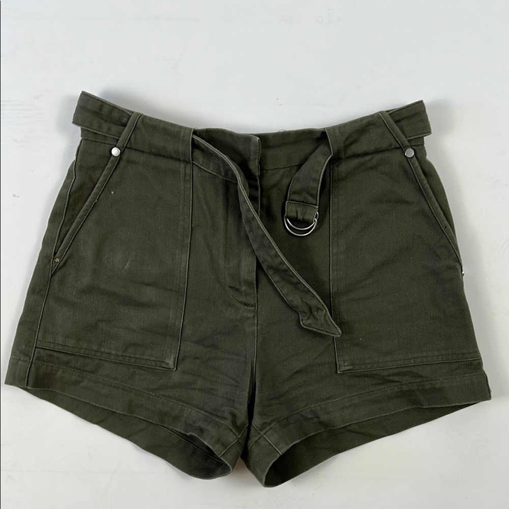 Rag & Bone Dark Green High Waist Belted Shorts